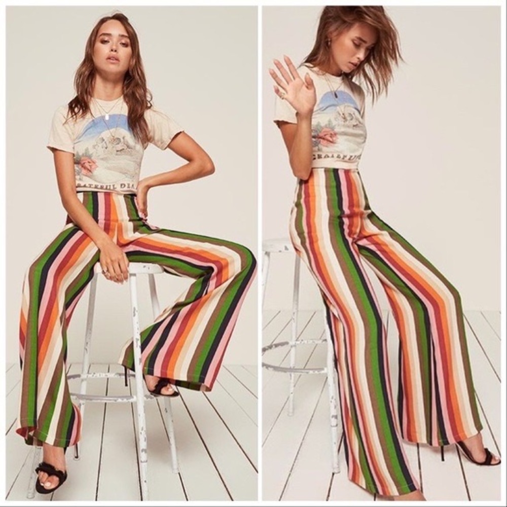 Reformation Sorrenti Pant in Multi Stripe Size 6
